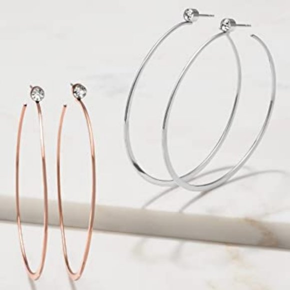 Michael Kors Cubic Zirconia Whisper Hoop Gold Tone Earrings Medium - Picture 4 of 4